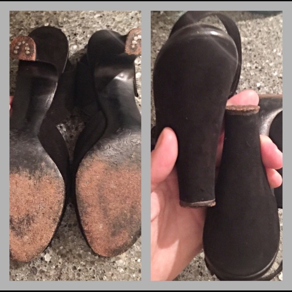 1940's Suede Slingback Cage Heels - Picture 4 of 6